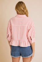 Coral Striped Ruffle Top (REG)