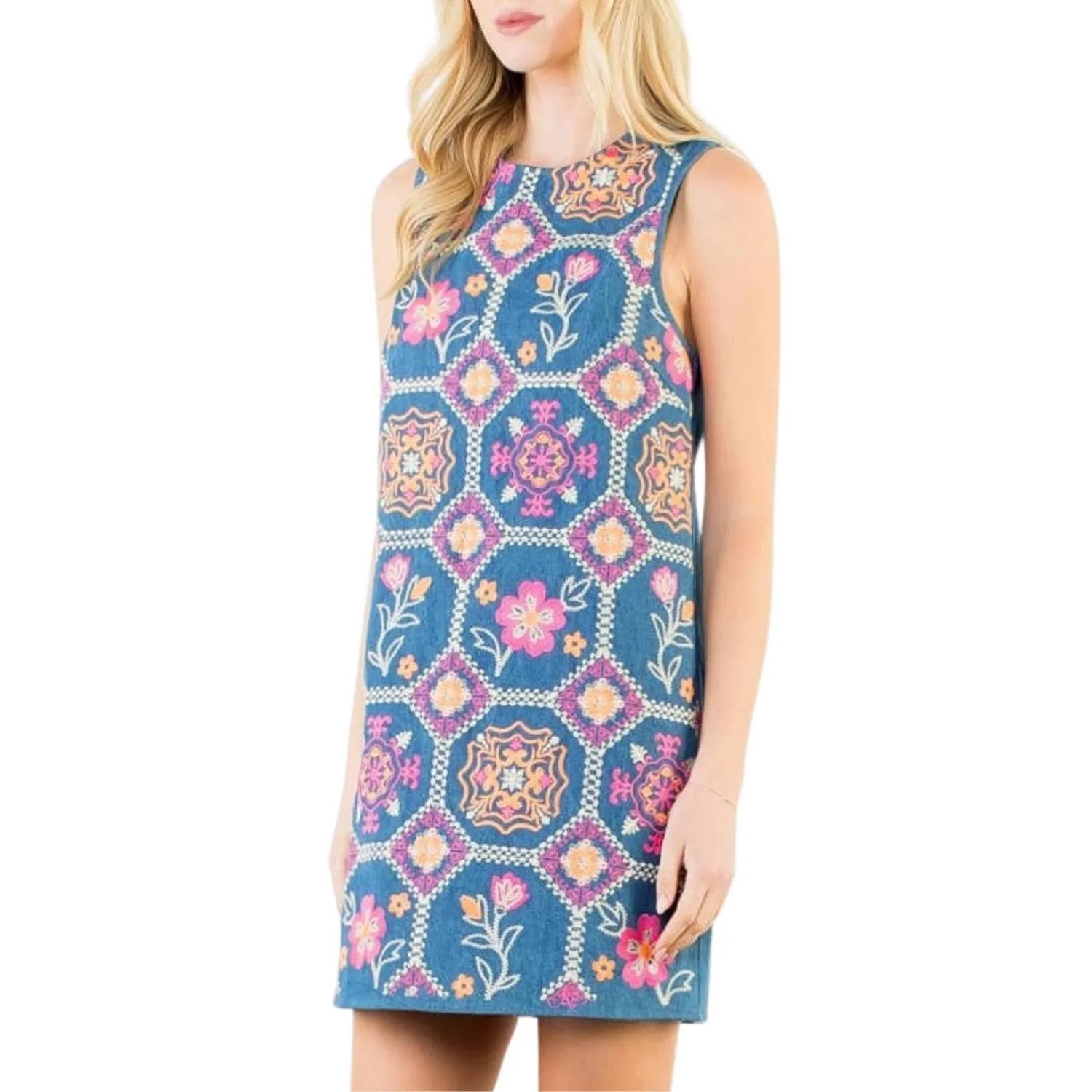 Hot Pink Embroidered Denim Dress (REG) – Shop Dollhouse Boutique