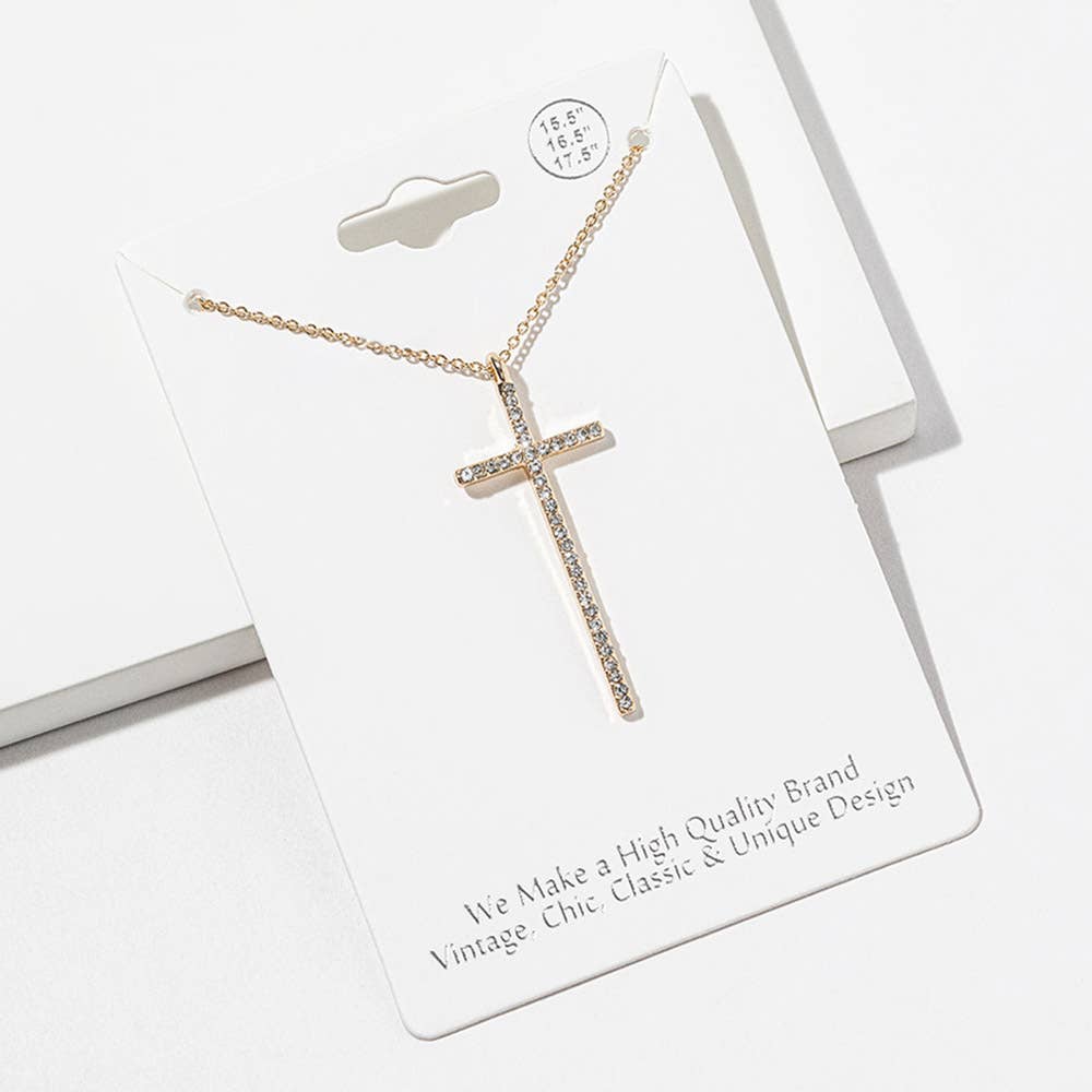 Tall Crystal Cross Necklace