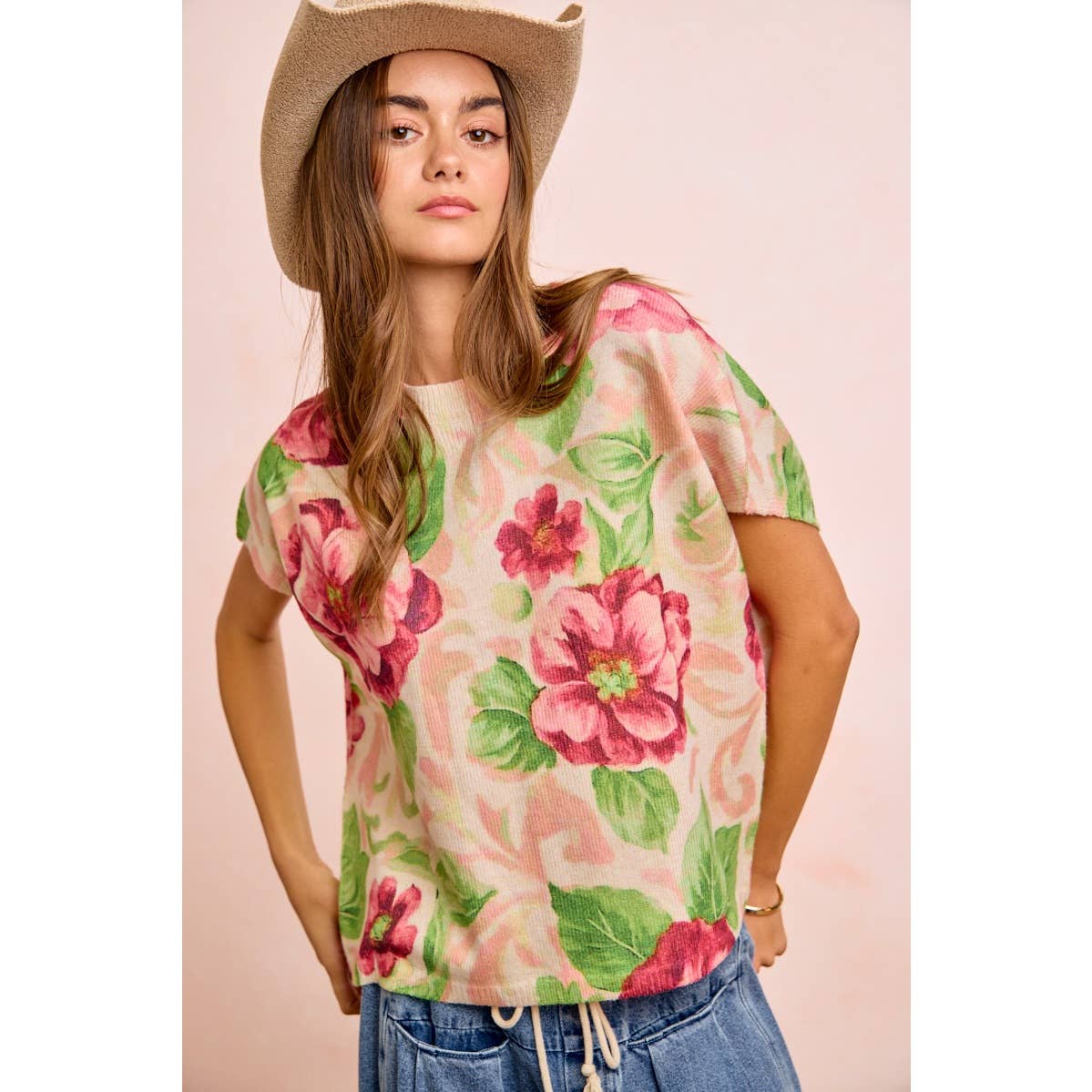 Blush Floral Sweater Top (REG)