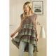 Tiered Contrast Ruffle Tunic Top (REG)