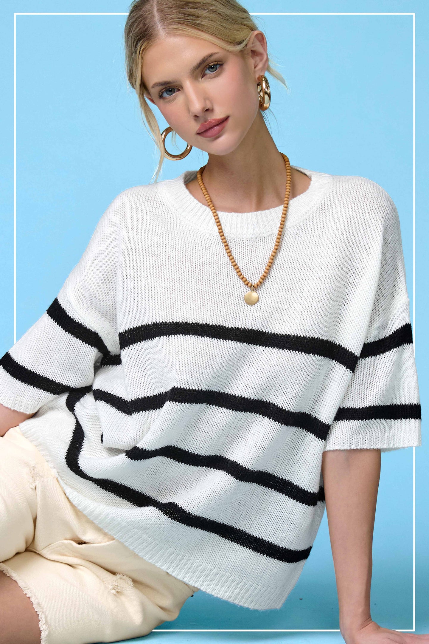 Cookies n Cream Boxy Striped Sweater (REG)