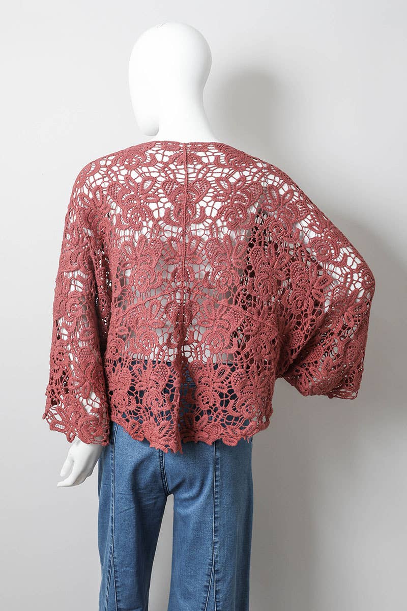 Rust Crochet Petal Kimono (REG)