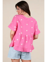 Darling Daisy V-Neck Top in Pink (REG)