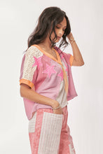 Patchwork Star V-Neck Top in Pink (REG)
