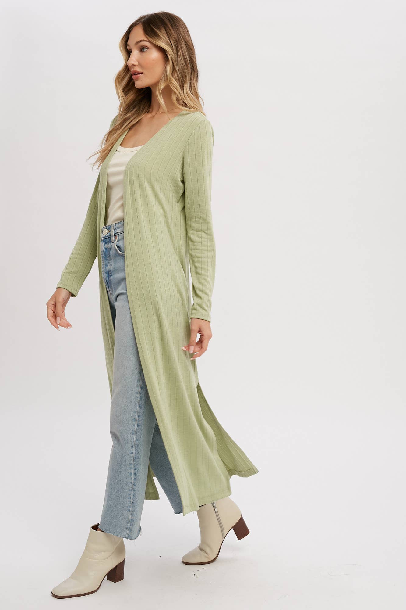 Ribbed Maxi Cardigan in Sage (REG)