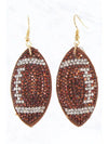 Suede Crystal Football Earrings