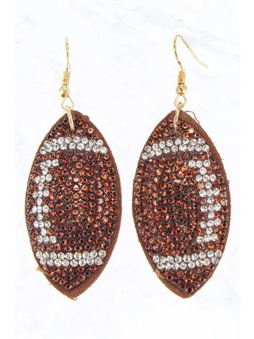 Suede Crystal Football Earrings