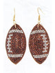 Suede Crystal Football Earrings