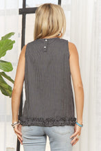 Ruffle Hem Sleeveless Striped Top in Navy (REG)