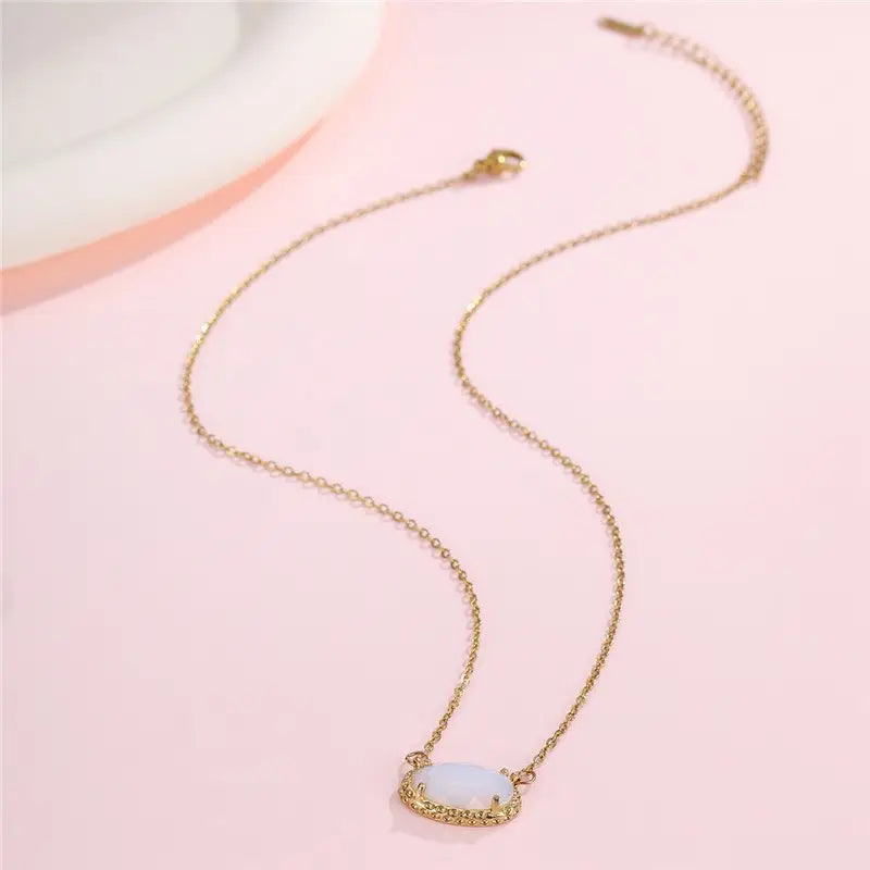Oval Gemstone Necklace
