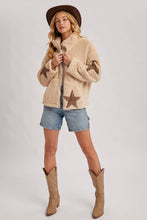 Star Shaped Teddy Sherpa Jacket in Beige (REG)