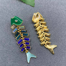 Green and Blue Fishbone Earrings
