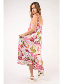 Tropical Pink Midi Dress