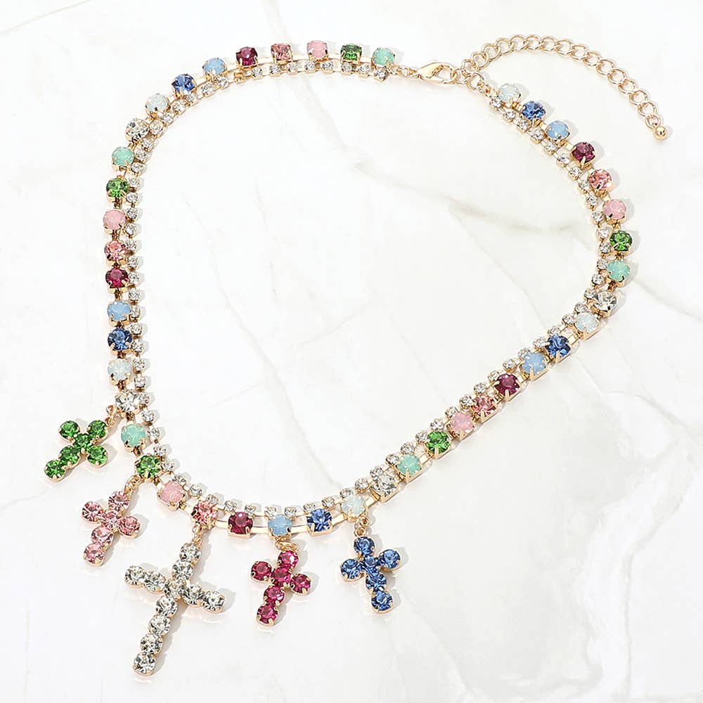 Crystal Cross Charm Necklace