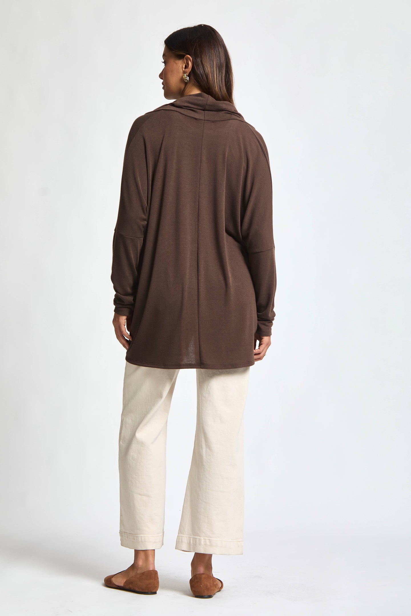 Soft Drape Wrap Cardigan in Chocolate (REG)