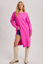 High Slit Longline Sweater in Hot Pink (REG)