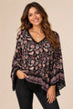Black Crochet Trim Floral Top (REG)