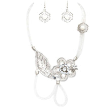 Crystal Mesh Flower Statement Necklace