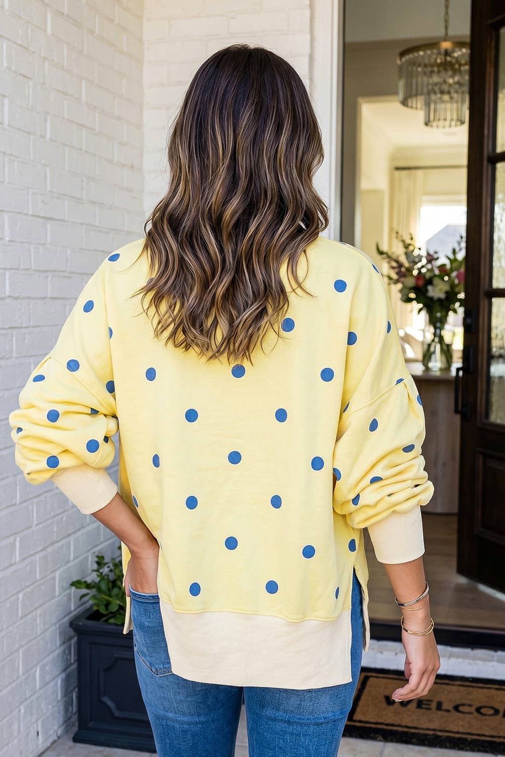 Lovely Day Yellow Polka Dot Sweatshirt (REG/PLUS)