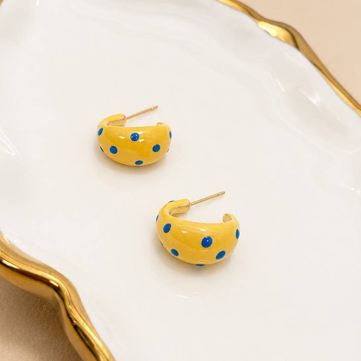Butter Yellow Polka Dot Earrings