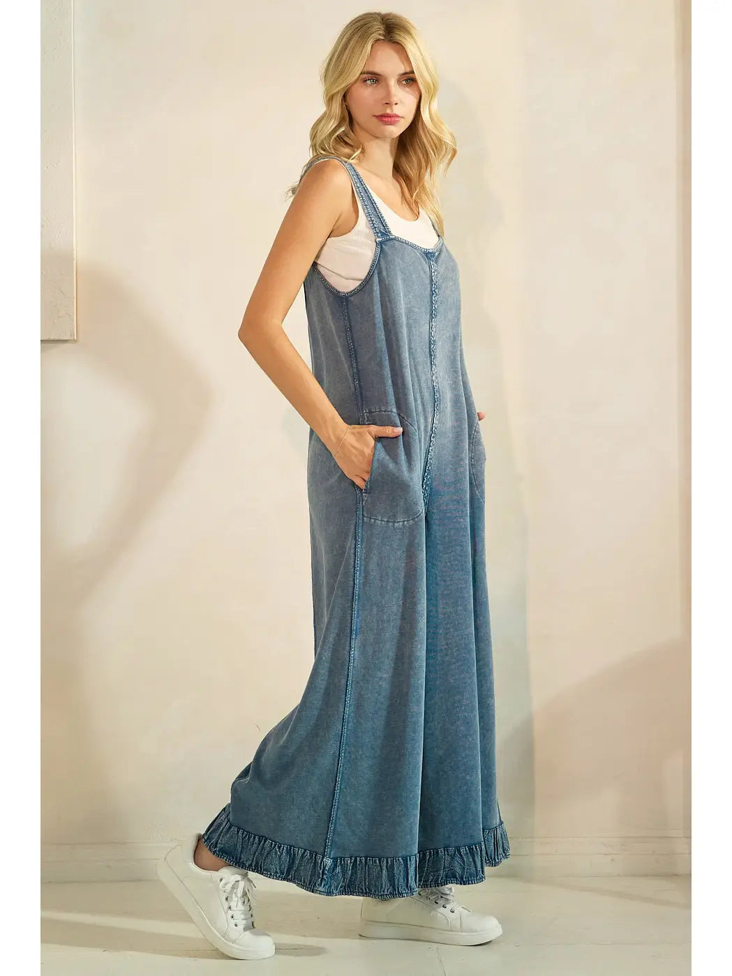 Wide Leg Jumpsuit in Denim Blue (REG)