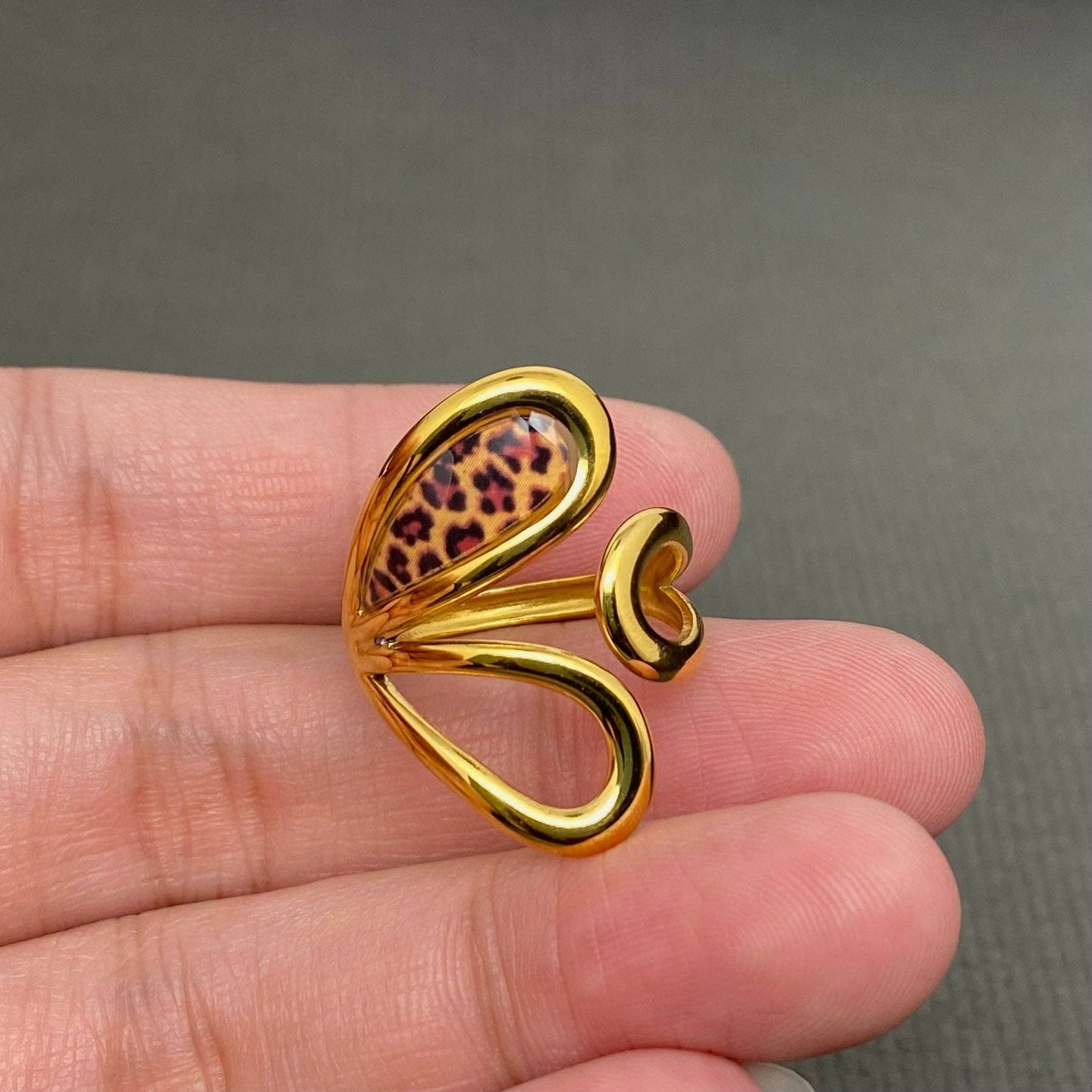 Leopard Print 18K Gold Plated Ring