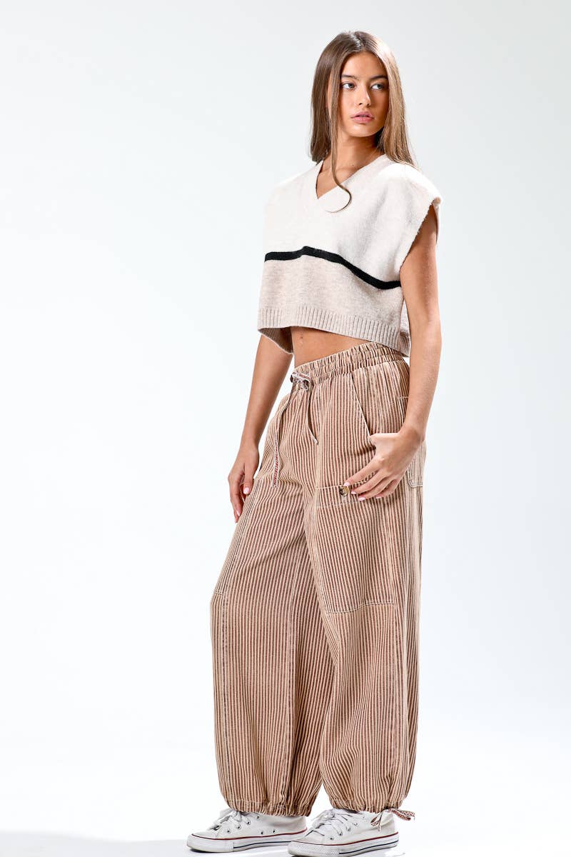 Mocha Vintage Striped Pants (REG)