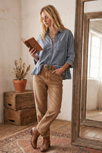 Mineral Wash Ruffle Hem Denim Top (REG)