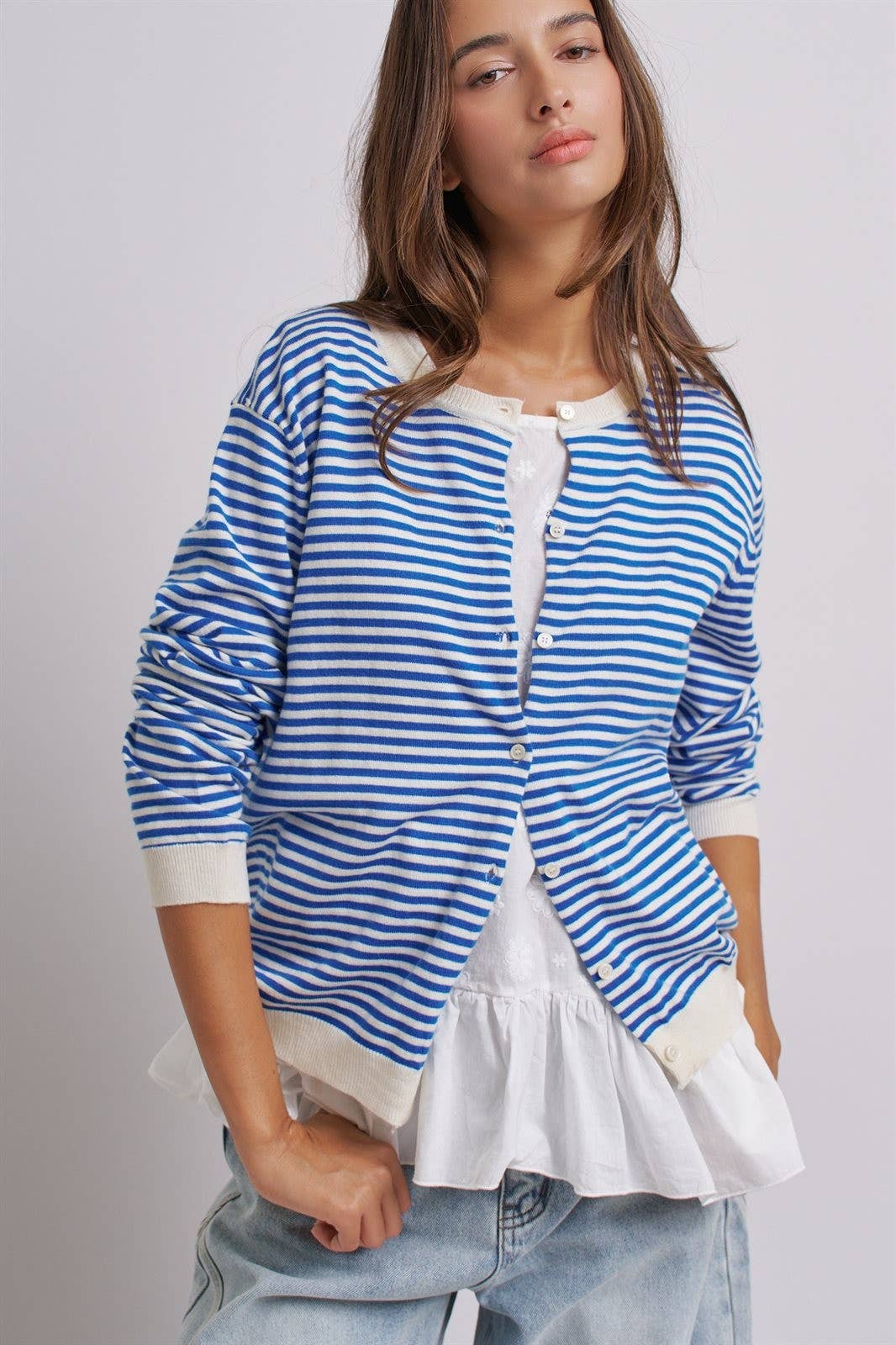 Blue Breton Striped Cardigan (REG)