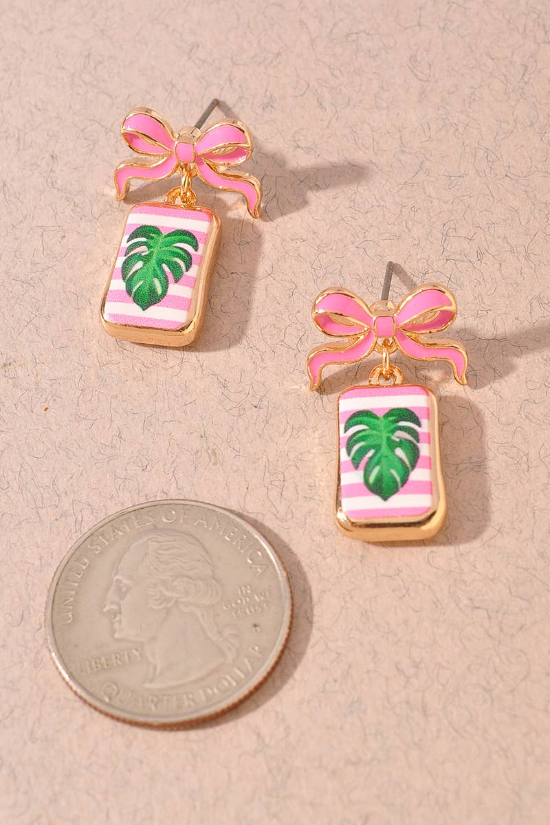 Monstera Leaf Bow Earrings