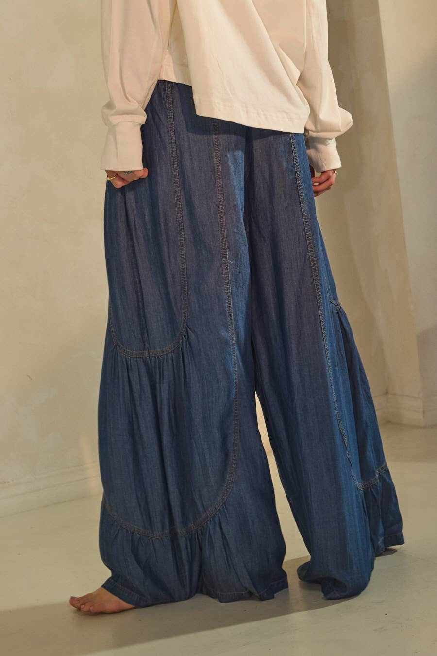 Dark Wash Chambray Palazzo Pants (REG)