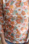 Retro Ora/Turq Floral Mesh Top (REG)