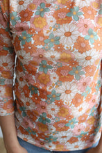 Retro Ora/Turq Floral Mesh Top (REG)