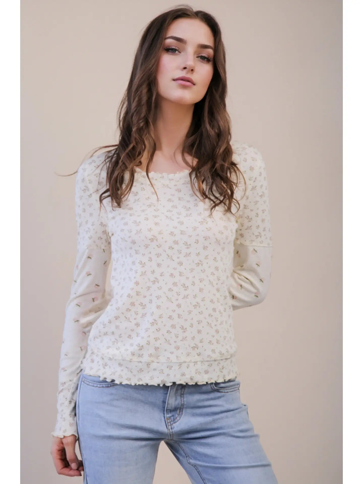 Fitted Floral Top in Blush (REG)