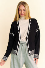 Printed Rib Cardigan in Black (REG)