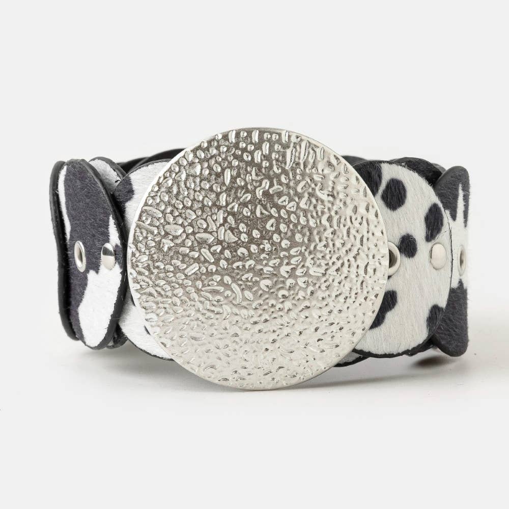 Faux Cowhide Circle Belt