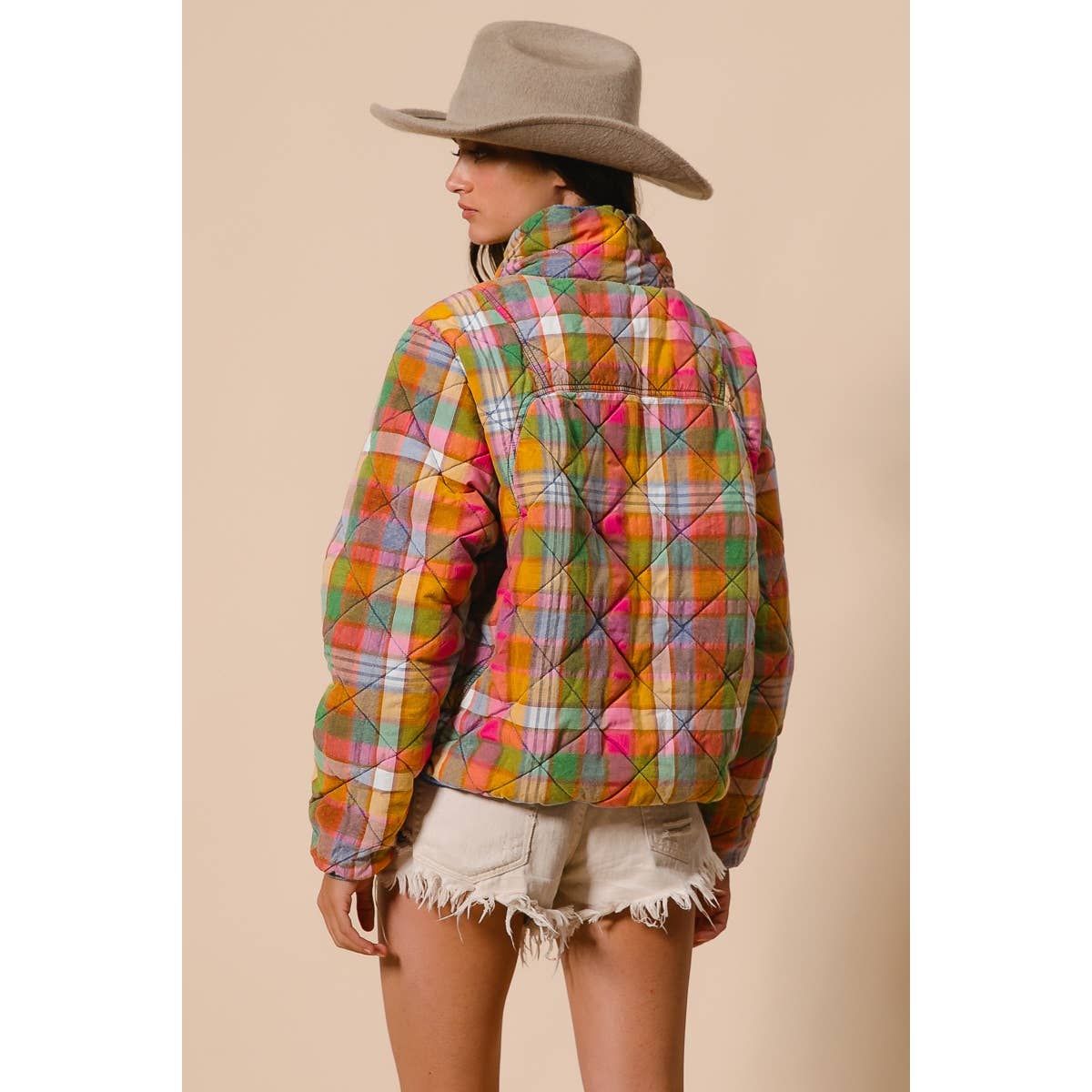 Vibrant Plaid Quilted Jacket (REG)