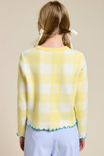 Plaid Cardigan w/ Heart Buttons in Lemon (REG)