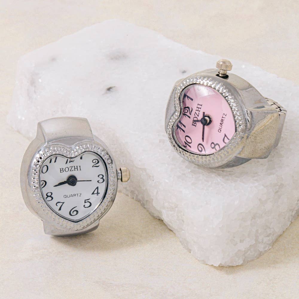 Stainless Steel Heart Ring Watch