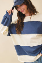Contrast Panel Slouchy Top in Navy (REG)