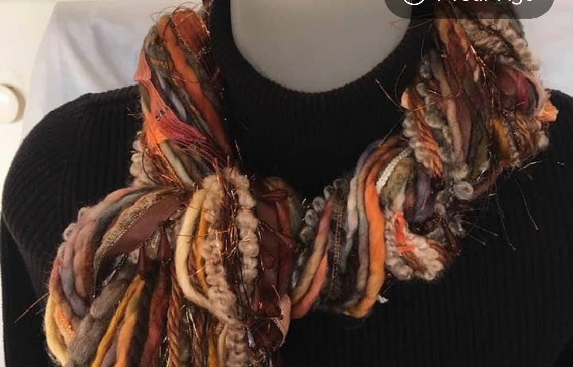 Black and Rust Beaded Scarf