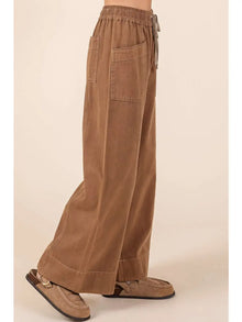 Mineral Wide Leg Twill Pants in Cocoa (REG)
