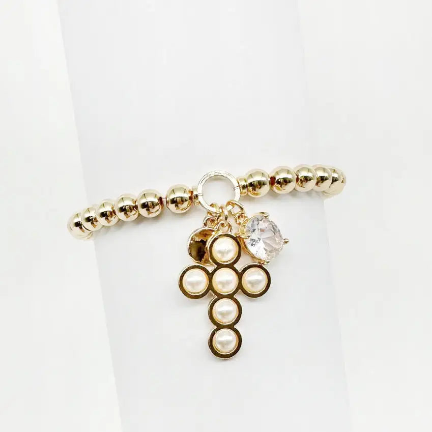 Pearl Cross Stretch Bracelet