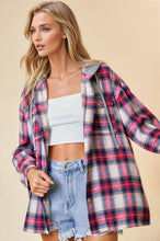 Hooded Plaid Shacket Jacket in Red (REG)