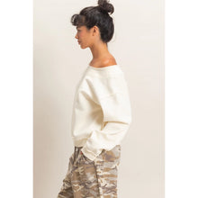 Raw Edge Off Shoulder Sweatshirt in Cream (REG)
