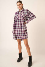 Plaid Button Down Mini Dress in Navy (REG)