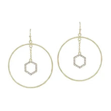 Open Hoop Hexagon Earrings