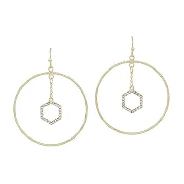 Open Hoop Hexagon Earrings