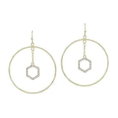 Open Hoop Hexagon Earrings
